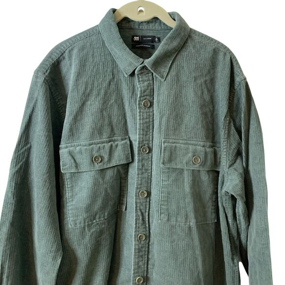 Le 31 Par Simons Overshirt Shacket Men L Green Long Sleeve Vision Organic Cotton - Picture 13 of 16